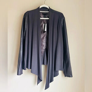 Grace Elements Faux Leather and Knit Open Jacket - Size XL - NWT